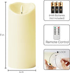 Homemory 4"x9" Outdoor Waterproof Flameless Candles with Timers and Remote Control, Battery Operated Candles, LED Plastic Candles, Dark Ivory, Set of 2