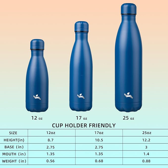 Insulated Water Bottles,17 oz Double Wall Stainless Steel Vacumm Metal Flask for Sports Travel,Blue