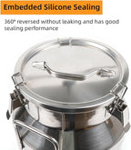 Stainless Steel Milk Can, 40L/10.6 Gallon Heavy Duty Airtight Storage Canister Milk Bucket with Lid, Embedded Silicone Milk Jug Wine Pail Water Cereals Bucket with Three Latches and Two Handles