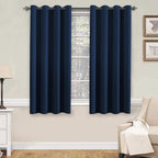 H.VERSAILTEX Premium Blackout Thermal Insulated Innovated Microfiber Home Fashion Window Curtains for Bedroom,Antique Grommet,52" W x 63" L - Navy Blue - Set of 2 Panels