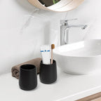 Bathroom Tumbler Cup Ceramic 2Pcs 13.5oz Reusable Toothbrush Cup 400ml, Toothbrush Holder Adequate for Your Bathroom (Black Brown)