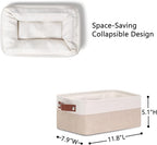 DULLEMELO Small Storage Bins, Storage Baskets for Organizing, Collapsible Rectangular Fabric Baskets for Shelves, Closets, Nursery, Home, Office, Empty Gift Baskets (6-Pack, White&Khaki)