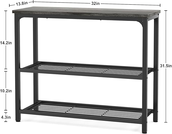Ecoprsio Small Console Table, Sofa Table with Double Mesh Shelves, Modern Entryway Table for Entryway, Hallway, Foyer, Front Hall, Sofa Couch, Living Room, Bar, Kitchen, 32 Inch, Grey