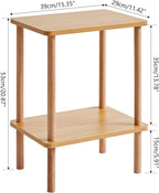 IBUYKE 2-Tier Side Table, Solid Wood Tall End Table with Storage Shelves, Nightstand Bedside Table for Living Room Bedroom Office, No-Tool Assembly, Natural UWST002N