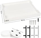 Coffee Table Tray - Large Ottoman Tray for Living Room - Wood Serving Tray with Handles(2 Sets) - Wooden Tray for Coffee Table, 4 Round Coasters Included, White