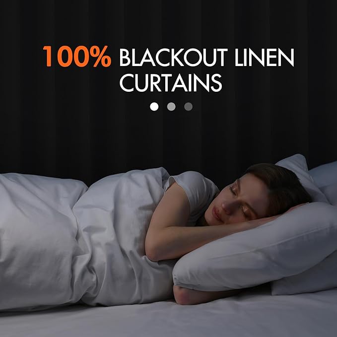 MIULEE 100% Blackout Curtains 120 Inch Long 2 Panels Set for Bedroom, Thick Luxury Faux Linen Black Out Curtain Room Darkening Back Tab Pleat Window Textured Drapes with Hooks for Living Room, Oatmeal