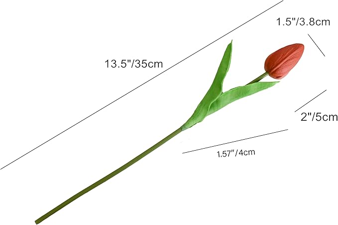 Mandy's Artificial Tulips 20 Stems Terracotta PU Faux Flowers for Wedding Home Decor 13.5 Inch
