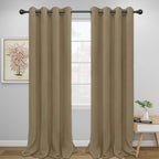 Easy-Going Blackout Curtains for Bedroom, Solid Thermal Insulated Grommet and Noise Reduction Window Drapes, Room Darkening Curtains for Living Room, 2 Panels (52x108 in,Tan)