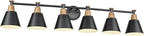 FEMILA Black 6 Light Bathroom Vanity Light, Vintage Bathroom Light Fixtures Over Mirror, E26 Base, 4FG59B-6W BK