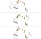 JONATHAN Y JYL7462B Rover 7" Classic Industrial Metal Adjustable Arm LED Wall Sconce, White/Brass Gold for Bedroom, Bathroom, Vanity