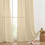 Joydeco Linen Curtains 72 Inch Length 2 Panels Set, Light Filtering Curtains for Bedroom Living Room,Linen Blend Drapes 52 Inches Wide with Back Tab Rod Pockets (W52 x L72 Inch, Natural)