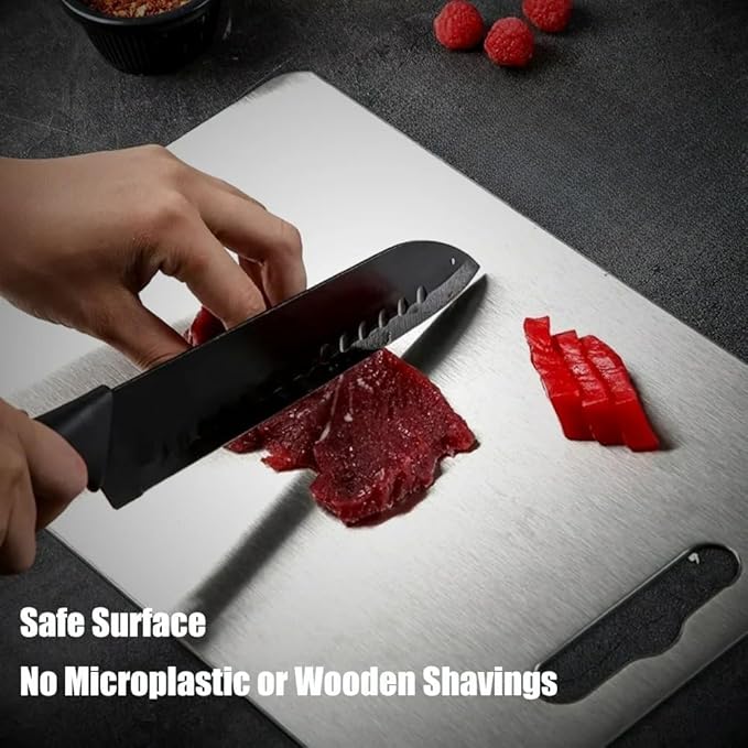 Titanium Cutting Board - 2025 New Upgrade 100% Pure Titanium Cutting Boards for Kitchen Double Sided Non Toxic Titanware Cutting Board,Hygiene Durable Dishwasher Safe Chopping Board (12"L x 9"W)