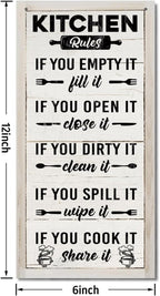 Hanging Kitchen Rules Wood Decor Sign, Rustic Kitchen Wooden Signs, Printed Wood Wall Art Sign, Kitchen Door Rules Rustic Sign, Hanging Wood Sign Kitchen Decor, Funny Farmhouse Kitchen Wall Décor B1