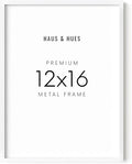 HAUS AND HUES White 12x16 Picture Frame - Modern Aluminum Wall Art Display - Minimalist, Lightweight 12x16 White Frame for Art Prints, Photos, Posters - Ready-to-Hang Vertically & Horizontally