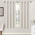 H.VERSAILTEX Room Darkening Curtains for Living Room Light Reducing Thermal Insulated Window Treatment Panels/Drapes Grommet Top 2 Panels (Ivory - 52 x 63 Inches)