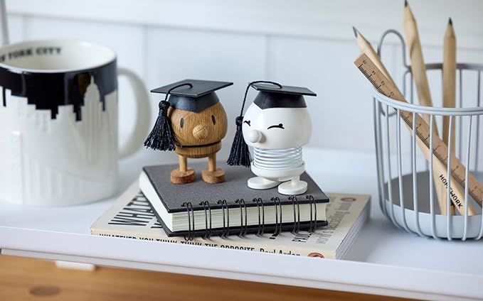 Hoptimist Student IQ Bumble, Woody Brown, Home Decor Ornament - Scandinavian Design, Wood W/Metal Spring, Small - Creates Cheerful Movement