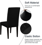 JQinHome 4 Pcs Dining Chair Slipcover, High Stretch Removable Washable Chair Seat Protector Cover for Home Party Hotel Wedding Ceremony