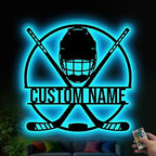 Hockey LED Wall Art with Remote – Custom Name Light Up Sign for Boys Room, Unique Gift for Hockey Players, Sports Lovers, Fans, Coaches, Man Cave, Hockey Wall Décor