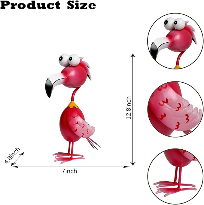 Kircust Flamingo Decor Yard Decorations Outdoor Garden Statue Outside Metal Bird Courtyard Art Pink Flamingos for Patio Backyard Porch Decoration