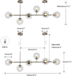 KCO Lighting 6 Light Bubble Glass Pendant Light Mid Century Modern Globe Sputnik Chandelier Linear Chandelier Lighting Brushed Nickel Hanging Light Fixture for Kitchen Island Dining Room
