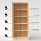 Pantry Cabinet Storage Cabinet with 2 Doors Solid Wood - Adjustable Shelves for Kitchen, Dining Room, or Utility Room Organization
