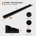 Picture Ledge Shelf for Wall, Floating Shelves Set of 4, 48 Inch Long Nursery Book Shelves for Toys Storage, Kids Bookshelf Wall Mounted for Books Photo Frames, Black