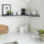 BAYKA Floating Shelves for Wall, Wall Mounted Rustic Wood Shelves for Bathroom, Bedroom, Living Room, Kitchen,Small Hanging Shelf for Books/Storage/Room Decor (Grey, Set of 3, 15.7in)