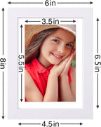 Vittanly 5x7 Picture Frames Set of 9, Shatter Resistant Plexiglass, Display 4x6 Pictures with Mat or 5x7 without Mat, Photo Frames for Wall or Tabletop, Engineered Wood, White