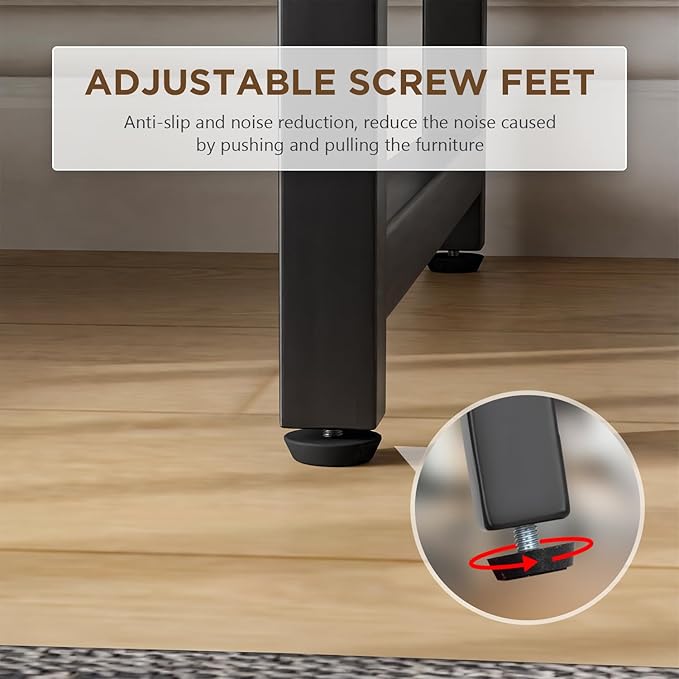 PayLessHere | 47 Inch Computer Desk | Black | Office Desk with Metal Frame, Adjustable Feet | Water-Resistant, Scratchproof Surface | Sturdy Writing Table for Home Office or Study | Pack of 1