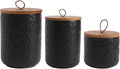 Kitchen Canisters for Countertop, Ceramic Coffee Canisters with Airtight Lids Food Storage Jars Sugar Container for Kitchen Counter Tea, Coffee Beans, Spice (#001Black-Set of 3)