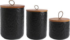 Kitchen Canisters for Countertop, Ceramic Coffee Canisters with Airtight Lids Food Storage Jars Sugar Container for Kitchen Counter Tea, Coffee Beans, Spice (#001Black-Set of 3)