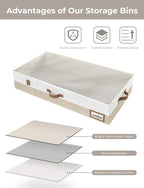 StorageWorks Large Under Bed Storage Containers with Handles and Label Holder, 2 Pack Ultra-thick Fabric Underbed Bins, Closet Organizer for Clothes, Blankets, Sweater