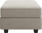 Belffin Storage Ottoman Module for Modular Sectional Sofa Square Seat Cube Velvet Foot Stool Grey