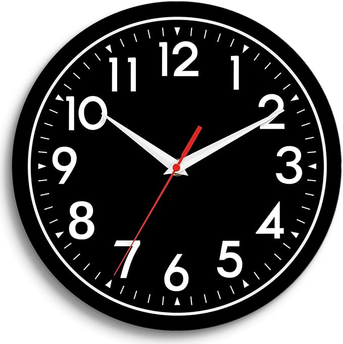 Wall Clock Small Analog 8 Inch Silent Non Ticking Battery Operated Modern Simple Decorative for Kitchen Office Bedroom Bathroom Living Room