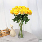 Yellow Fake Roses Artificial Flowers - 10 Pcs Fake Artificial Roses Silk Flowers with Stems for Home Wedding Hotel Office Centerpiece Decor