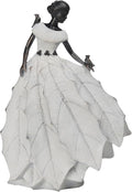 DiliComing Fairy Garden Accessories Outdoor Statue - Table Decor for Living Room Garden Maiden Bookshelf Decor Xmas Resin Holly Leaves Maiden White Statue 10.5 * 6.0 * 14.5 Inch