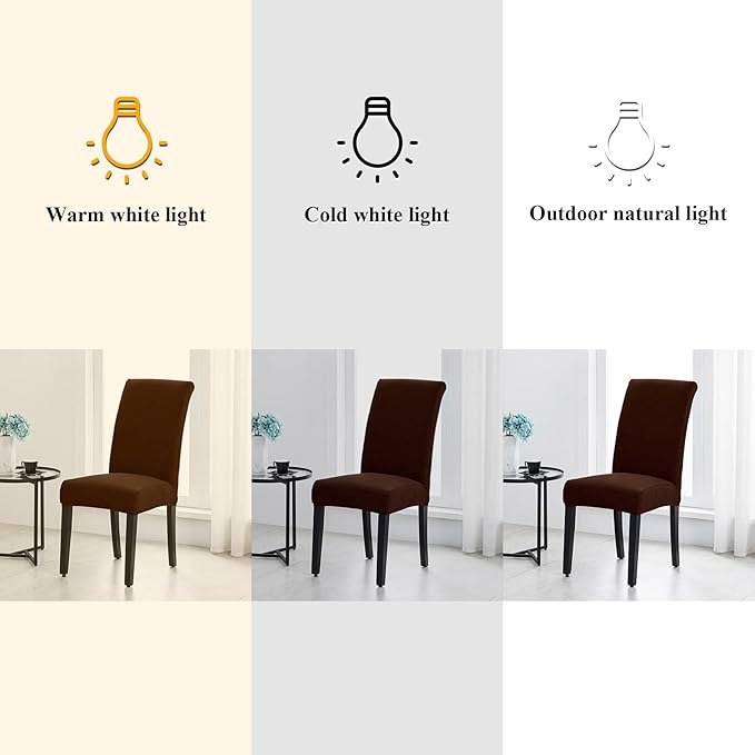 Joccun Chair Covers for Dining Room Set of 6,Dining Chair Slipcovers Stretch Dining Room Chair Covers Seat Protector,Washable Parsons Chair Cover for Home,Hotel(Chocolate,6 Pack)