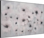 36"x46" Extra Large Framed Wall Art Soft White Poppies Watercolor Floral, Delicate Botanical for Home Living Room Bedroom Decor (Frame Assembly Required)