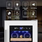 Tylza 12" Wine Cooler Refrigerator 18 Bottle Capacity, Compact Freezerless, Temperature Stability, Low Noise, Double-Layer Tempered Glass Door
