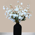 White Artificial Flowers Bulk for Vase That Look Real, White Flower Centerpiece for Table, Silk Floral for Home Decor Indoor, Faux Kiku + Eucalyptus Stems + Wildflowers, Flores Blancas Artificiales