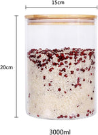 Large Glass Food Storage Container, 100 FL OZ (3000ml) Glass Food Canister with Airtight Bamboo Lids for Your Pantry, BPA-Free Cereal Dispenser Jars for Spaghetti Pasta, Powder, Tea, Coffee