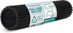 Oceanfoam Tidal Roller - Black - Muscle Massage Foam Roller for Back Pain & Stretching - Firm and Ergonomic Wide Wave Textured - Yoga, Athletics, & Wellness - Full Size, 20" x 5"