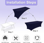 ABCCANOPY 2 Pack 6 FT Navy Spandex Table Cover Stretch Fitted Wrinkle Resistant Tablecloth Reuse for Rectangular Folding Table Patry Event Wedding Banquet Protector