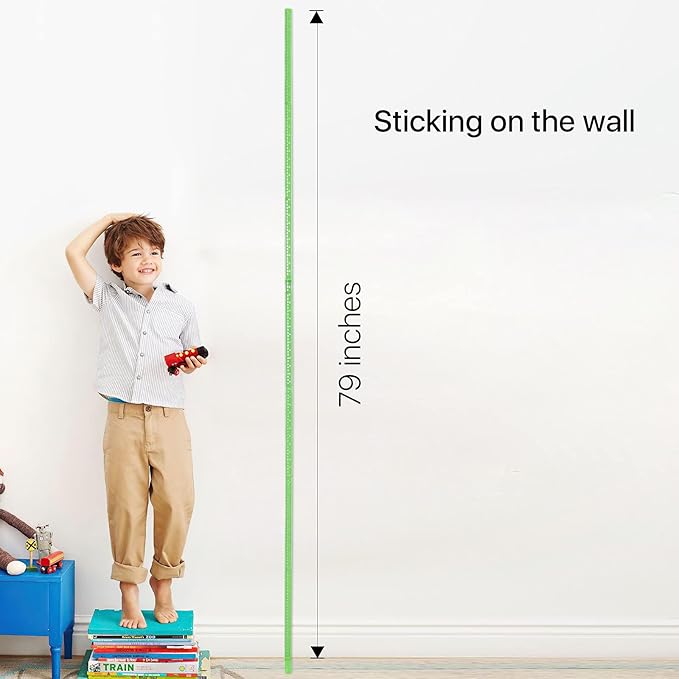 Height Measurement for Wall, Children Height Ruler, 3D Removable Growth Chart, Splicing Sliding Measuring Ruler for Kids and Nursery 79 inch (Green)