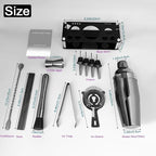 14-Piece Cocktail Shaker Set Bartender Kit with Black Stand, Bar Tool Set for Drink Mixing Bartending Kit Bar Sets Accessories: 750ml(25oz) Shaker, Jigger, Muddler, Cocktail Recipes (Black)
