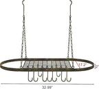 Sorbus® Pot and Pan Rack for Ceiling with Hooks — Decorative Oval Mounted Storage Rack — Multi-Purpose Organizer for Home, Restaurant, Kitchen Cookware, Utensils, Books, Household (Rustic)
