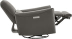 CHITA Power Recliner Chair Swivel Glider, FSC Certified Upholstered Faux Leather Living Room Nursery Reclining Sofa Chair with Lumbar Support, Charcoal