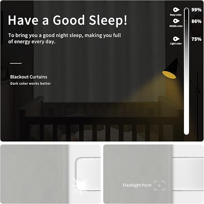 Easy-Going Blackout Door Curtains for Bedroom, Solid Thermal Insulated Grommet and Noise Reduction Window Drapes, Room Darkening Curtains for Living Room, 1 Panel (100x84 in, Light Gray)