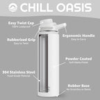 Chill Oasis Water Bottle | Compatible With Popular Flavor Cartridges | BPA Free, Leak Proof, Double-Walled Vacuum Insulated Stainless Steel, and Dishwasher Safe | Cold for 24 Hours (White, 22oz)
