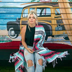 Del Mex Classic Mexican Blanket, Large Authentic Woven Falsa Throw (70"x50"), Artisan Southwest Décor for Beach, Yoga, Outdoors (Pink/Mint)